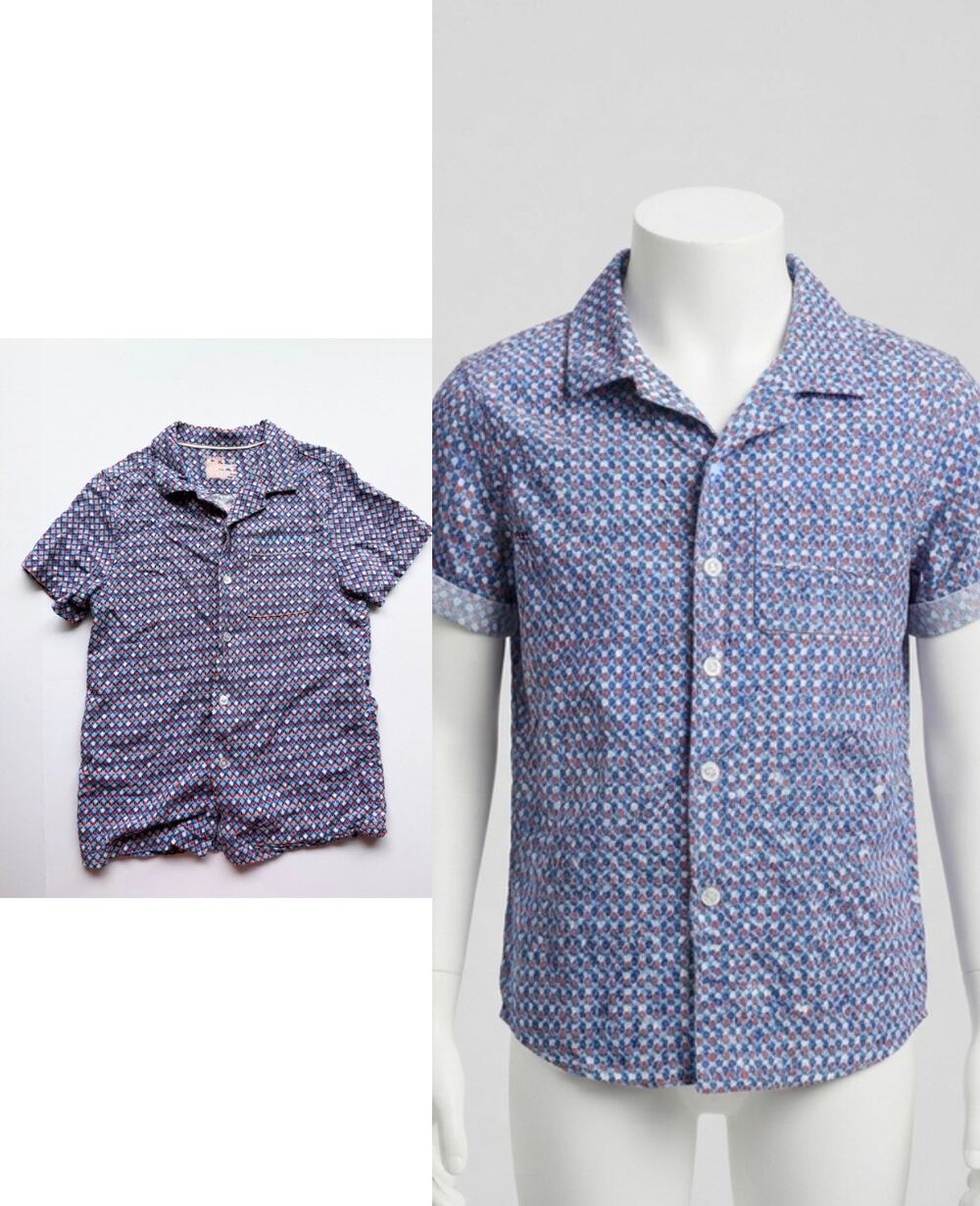 Cat & Jack Boys Geometric Button Up Camp Shirt Size 6/7